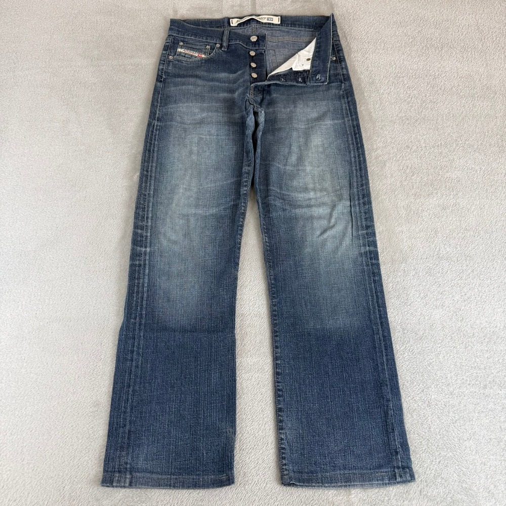 Diesel Kulter Button Fly Jeans Mens 30x30 Blue Denim Distressed Stretch Italy